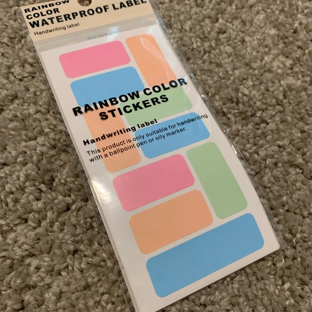 Rainbow Color Stickers - Waterproof Handwriting Labels